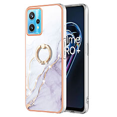 Coque Silicone Motif Fantaisie Souple Couleur Unie Etui Housse avec Support Bague Anneau Y05B pour Realme 9 5G Blanc