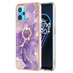 Coque Silicone Motif Fantaisie Souple Couleur Unie Etui Housse avec Support Bague Anneau Y05B pour Realme 9 5G Violet