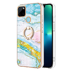 Coque Silicone Motif Fantaisie Souple Couleur Unie Etui Housse avec Support Bague Anneau Y05B pour Realme C21Y Colorful