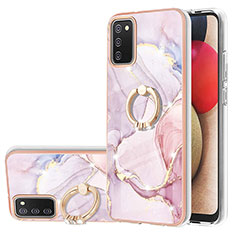 Coque Silicone Motif Fantaisie Souple Couleur Unie Etui Housse avec Support Bague Anneau Y05B pour Samsung Galaxy A03s Rose