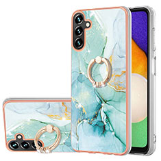 Coque Silicone Motif Fantaisie Souple Couleur Unie Etui Housse avec Support Bague Anneau Y05B pour Samsung Galaxy A04s Vert