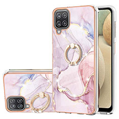 Coque Silicone Motif Fantaisie Souple Couleur Unie Etui Housse avec Support Bague Anneau Y05B pour Samsung Galaxy A12 Nacho Rose