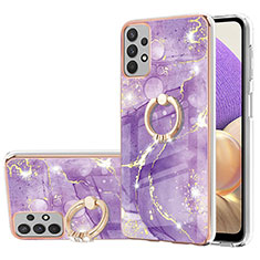 Coque Silicone Motif Fantaisie Souple Couleur Unie Etui Housse avec Support Bague Anneau Y05B pour Samsung Galaxy A23 4G Violet