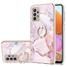 Coque Silicone Motif Fantaisie Souple Couleur Unie Etui Housse avec Support Bague Anneau Y05B pour Samsung Galaxy A32 4G Rose