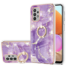 Coque Silicone Motif Fantaisie Souple Couleur Unie Etui Housse avec Support Bague Anneau Y05B pour Samsung Galaxy A32 4G Violet