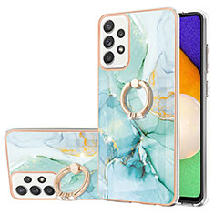 Coque Silicone Motif Fantaisie Souple Couleur Unie Etui Housse avec Support Bague Anneau Y05B pour Samsung Galaxy A52 5G Vert