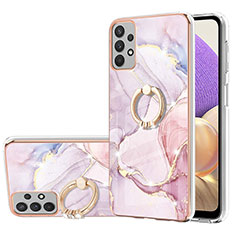 Coque Silicone Motif Fantaisie Souple Couleur Unie Etui Housse avec Support Bague Anneau Y05B pour Samsung Galaxy A73 5G Rose