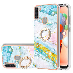 Coque Silicone Motif Fantaisie Souple Couleur Unie Etui Housse avec Support Bague Anneau Y05B pour Samsung Galaxy M11 Colorful