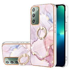 Coque Silicone Motif Fantaisie Souple Couleur Unie Etui Housse avec Support Bague Anneau Y05B pour Samsung Galaxy Note 20 5G Rose