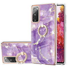 Coque Silicone Motif Fantaisie Souple Couleur Unie Etui Housse avec Support Bague Anneau Y05B pour Samsung Galaxy S20 FE 5G Violet