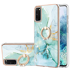 Coque Silicone Motif Fantaisie Souple Couleur Unie Etui Housse avec Support Bague Anneau Y05B pour Samsung Galaxy S20 Vert