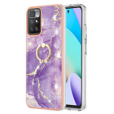 Coque Silicone Motif Fantaisie Souple Couleur Unie Etui Housse avec Support Bague Anneau Y05B pour Xiaomi Redmi 10 (2022) Violet