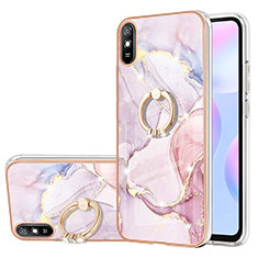 Coque Silicone Motif Fantaisie Souple Couleur Unie Etui Housse avec Support Bague Anneau Y05B pour Xiaomi Redmi 9AT Rose