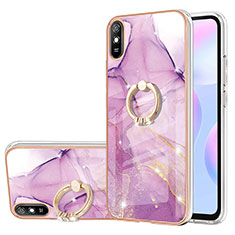 Coque Silicone Motif Fantaisie Souple Couleur Unie Etui Housse avec Support Bague Anneau Y05B pour Xiaomi Redmi 9i Violet Clair