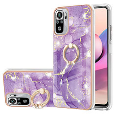 Coque Silicone Motif Fantaisie Souple Couleur Unie Etui Housse avec Support Bague Anneau Y05B pour Xiaomi Redmi Note 10 4G Violet