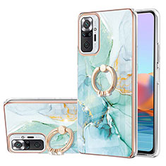 Coque Silicone Motif Fantaisie Souple Couleur Unie Etui Housse avec Support Bague Anneau Y05B pour Xiaomi Redmi Note 10 Pro 4G Vert