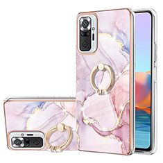 Coque Silicone Motif Fantaisie Souple Couleur Unie Etui Housse avec Support Bague Anneau Y05B pour Xiaomi Redmi Note 10 Pro Max Rose