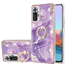 Coque Silicone Motif Fantaisie Souple Couleur Unie Etui Housse avec Support Bague Anneau Y05B pour Xiaomi Redmi Note 10 Pro Max Violet