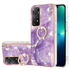 Coque Silicone Motif Fantaisie Souple Couleur Unie Etui Housse avec Support Bague Anneau Y05B pour Xiaomi Redmi Note 11 Pro 5G Violet