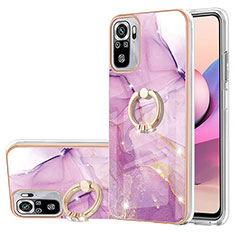 Coque Silicone Motif Fantaisie Souple Couleur Unie Etui Housse avec Support Bague Anneau Y05B pour Xiaomi Redmi Note 11 SE India 4G Violet Clair