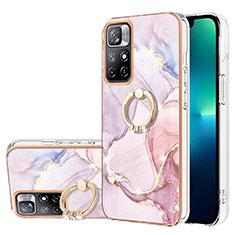 Coque Silicone Motif Fantaisie Souple Couleur Unie Etui Housse avec Support Bague Anneau Y05B pour Xiaomi Redmi Note 11T 5G Rose