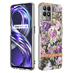 Coque Silicone Motif Fantaisie Souple Couleur Unie Etui Housse avec Support Bague Anneau Y06B pour Realme 8i Violet Clair