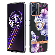 Coque Silicone Motif Fantaisie Souple Couleur Unie Etui Housse avec Support Bague Anneau Y06B pour Realme 9 4G Violet