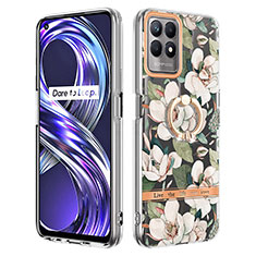 Coque Silicone Motif Fantaisie Souple Couleur Unie Etui Housse avec Support Bague Anneau Y06B pour Realme Narzo 50 4G Blanc