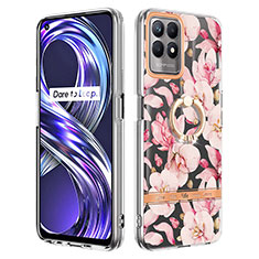 Coque Silicone Motif Fantaisie Souple Couleur Unie Etui Housse avec Support Bague Anneau Y06B pour Realme Narzo 50 4G Rose