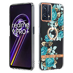 Coque Silicone Motif Fantaisie Souple Couleur Unie Etui Housse avec Support Bague Anneau Y06B pour Realme Narzo 50 Pro 5G Cyan