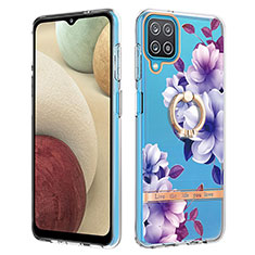 Coque Silicone Motif Fantaisie Souple Couleur Unie Etui Housse avec Support Bague Anneau Y06B pour Samsung Galaxy A12 5G Violet