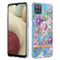 Coque Silicone Motif Fantaisie Souple Couleur Unie Etui Housse avec Support Bague Anneau Y06B pour Samsung Galaxy A12 Violet Clair