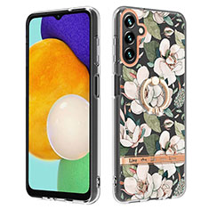 Coque Silicone Motif Fantaisie Souple Couleur Unie Etui Housse avec Support Bague Anneau Y06B pour Samsung Galaxy A13 5G Blanc