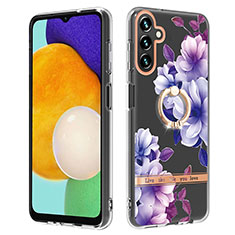 Coque Silicone Motif Fantaisie Souple Couleur Unie Etui Housse avec Support Bague Anneau Y06B pour Samsung Galaxy A13 5G Violet