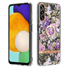 Coque Silicone Motif Fantaisie Souple Couleur Unie Etui Housse avec Support Bague Anneau Y06B pour Samsung Galaxy A13 5G Violet Clair