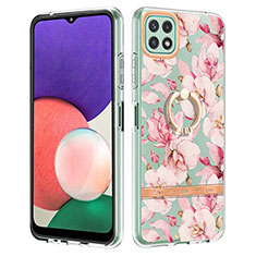 Coque Silicone Motif Fantaisie Souple Couleur Unie Etui Housse avec Support Bague Anneau Y06B pour Samsung Galaxy A22 5G Rose