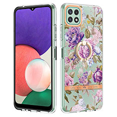 Coque Silicone Motif Fantaisie Souple Couleur Unie Etui Housse avec Support Bague Anneau Y06B pour Samsung Galaxy A22s 5G Violet Clair