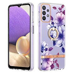 Coque Silicone Motif Fantaisie Souple Couleur Unie Etui Housse avec Support Bague Anneau Y06B pour Samsung Galaxy A23 5G Violet