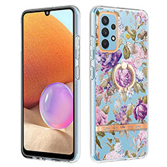 Coque Silicone Motif Fantaisie Souple Couleur Unie Etui Housse avec Support Bague Anneau Y06B pour Samsung Galaxy A32 4G Violet Clair