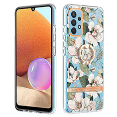 Coque Silicone Motif Fantaisie Souple Couleur Unie Etui Housse avec Support Bague Anneau Y06B pour Samsung Galaxy A32 5G Blanc