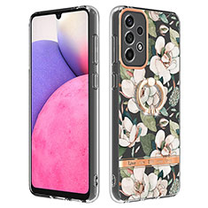 Coque Silicone Motif Fantaisie Souple Couleur Unie Etui Housse avec Support Bague Anneau Y06B pour Samsung Galaxy A33 5G Blanc