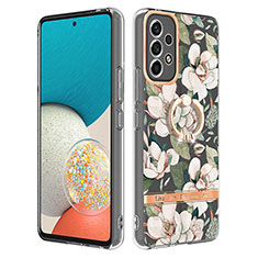 Coque Silicone Motif Fantaisie Souple Couleur Unie Etui Housse avec Support Bague Anneau Y06B pour Samsung Galaxy A53 5G Blanc