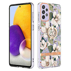 Coque Silicone Motif Fantaisie Souple Couleur Unie Etui Housse avec Support Bague Anneau Y06B pour Samsung Galaxy A73 5G Blanc