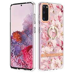 Coque Silicone Motif Fantaisie Souple Couleur Unie Etui Housse avec Support Bague Anneau Y06B pour Samsung Galaxy S20 5G Rose