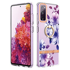 Coque Silicone Motif Fantaisie Souple Couleur Unie Etui Housse avec Support Bague Anneau Y06B pour Samsung Galaxy S20 FE 5G Violet