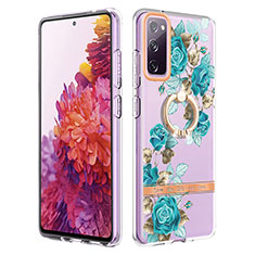 Coque Silicone Motif Fantaisie Souple Couleur Unie Etui Housse avec Support Bague Anneau Y06B pour Samsung Galaxy S20 Lite 5G Cyan