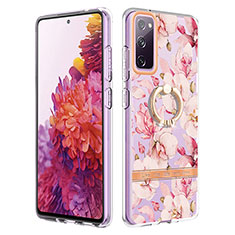 Coque Silicone Motif Fantaisie Souple Couleur Unie Etui Housse avec Support Bague Anneau Y06B pour Samsung Galaxy S20 Lite 5G Rose