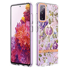 Coque Silicone Motif Fantaisie Souple Couleur Unie Etui Housse avec Support Bague Anneau Y06B pour Samsung Galaxy S20 Lite 5G Violet Clair