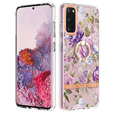 Coque Silicone Motif Fantaisie Souple Couleur Unie Etui Housse avec Support Bague Anneau Y06B pour Samsung Galaxy S20 Violet Clair