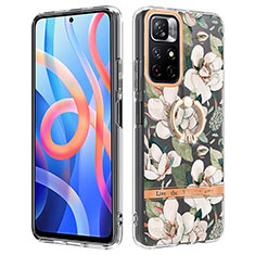 Coque Silicone Motif Fantaisie Souple Couleur Unie Etui Housse avec Support Bague Anneau Y06B pour Xiaomi Poco M4 Pro 5G Blanc